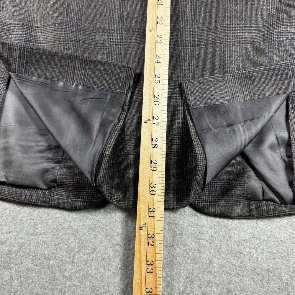 Jos. A. Bank Sport Coat Mens 44R Grey Excellent Wool Glen Plaid Blazer